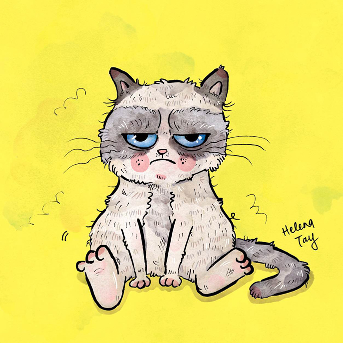 Perth_pet_portrait_illustration_grumpy_cat